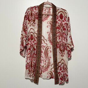 Soft Surroundings Womens Jakarta Kimono Sz PS/PM Sheer Bohemian Hippie Festival